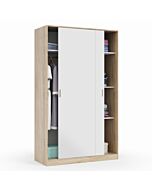 Roupeiro portas à correr cor carvalho e branco 200x120 cm